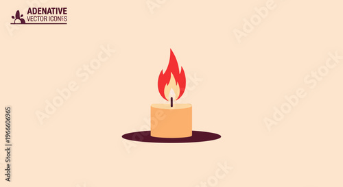 A single lit candle with a bright flickering flame, an iconic representation of light and warmth