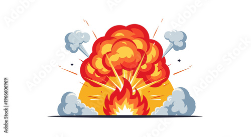 Dynamic Fire Explosion Bursting With Flames and Smoke Effect