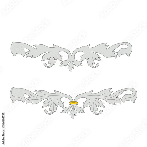 Classic Baroque Floral Ornament Filigree Design Elements Set