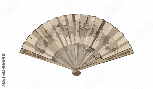 Decorative folding hand fan vector illustration