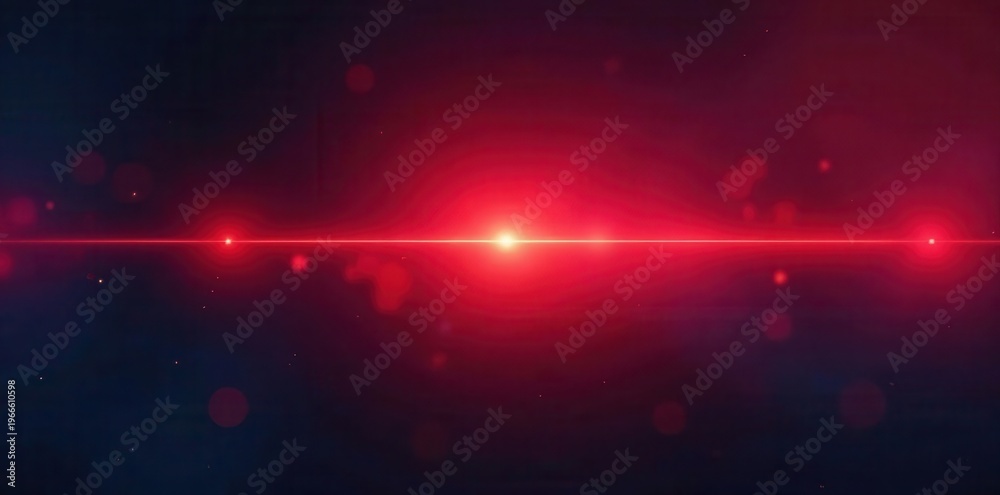 Obraz premium Red horizontal lens flare effect, digital overlay, ray, editing