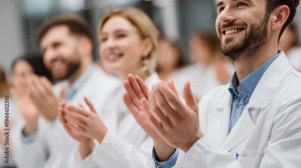 Obraz premium People applauding in white coats