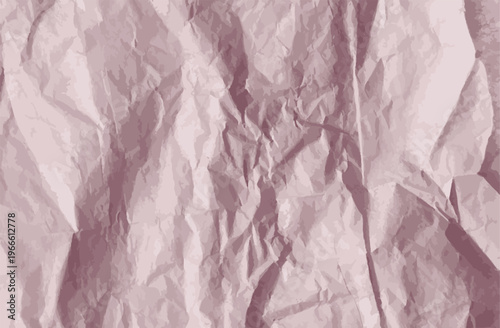 Abstract background of crumpled dusty pink paper with realistic wrinkles and creases