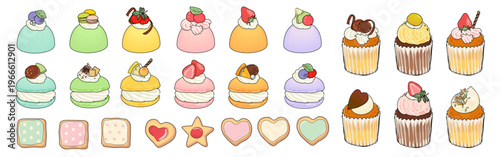 カラフルなスイーツのイラスト素材セット