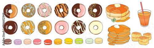 カラフルなスイーツのイラスト素材セット