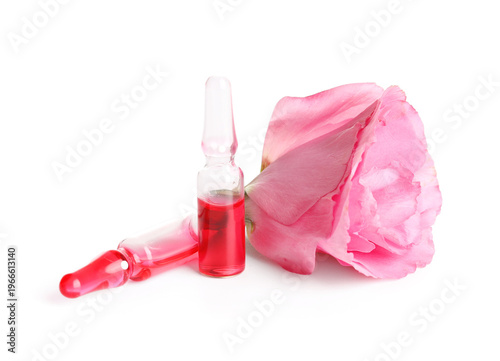Ampules with red liquid and...