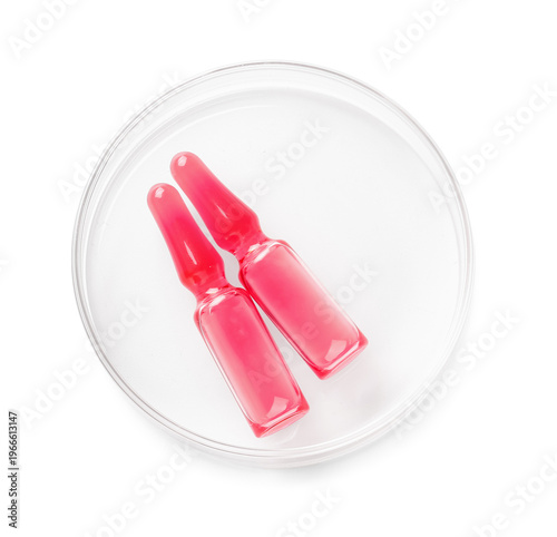 Ampules with red liquid and...
