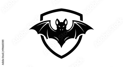 Black bat emblem on shield graphic design for business use