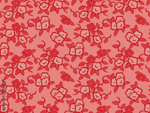 Japanese Cute Flower Bouquet Vector Seamless Pattern