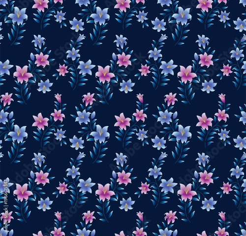 Japanese Hibiscus Flower Leaf Vector Seamless Pattern
