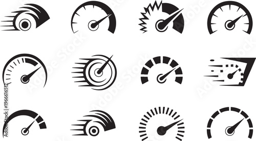 Speedometer Icons with Dynamic Speed Effects gauge