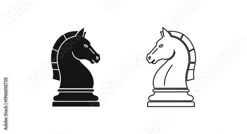 Black and White Horse Chess Pieces Vector