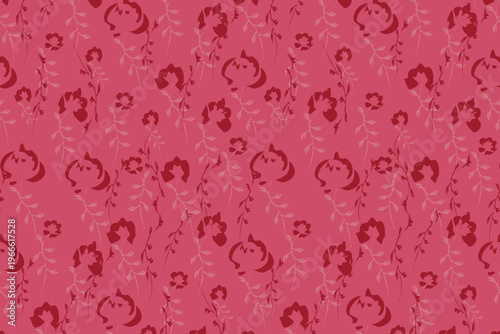 Luxury bloom wallpaper repeat in refined floral aesthetic with vibrant magenta and rose dense floral texture suited for upscale interiors