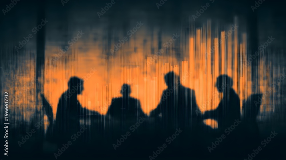 Fototapeta premium reflection of negotiation in glass with blurred data visualization overlays