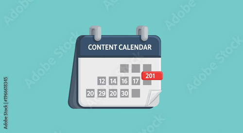 Modern digital content calendar with an important notification, symbolizing strategic planning and timely task management for online publications