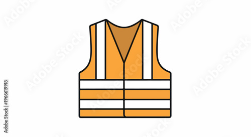 Flat lay of a safety vest with reflective strips on a white background, in a graphic style.