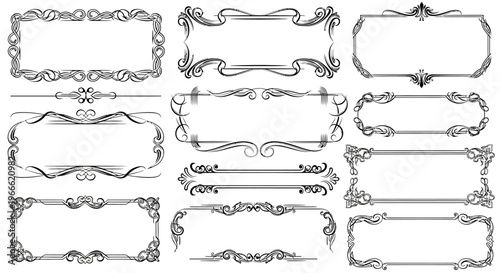 Ornate and elegant decorative borders and frames, perfect for adding a sophisticated touch to invitations, certificates, and graphic design projects
