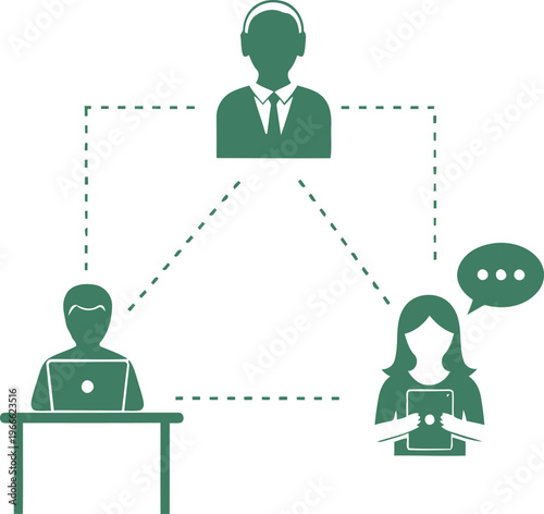 Remote support agent assisting clients through various communication channels