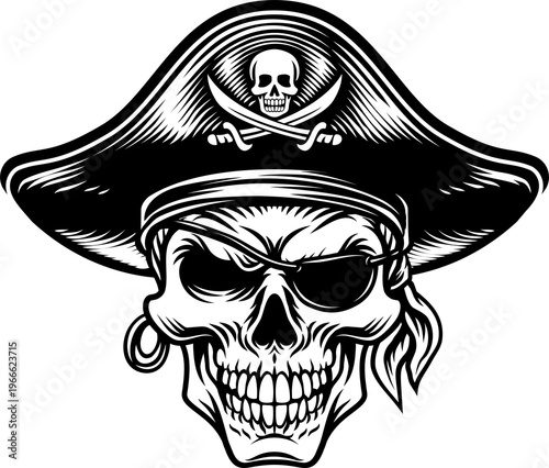 A pirate skull in a captain...
