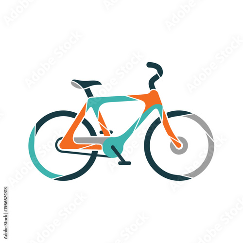 Modern Abstract Bicycle Design with Orange and Teal Colors
