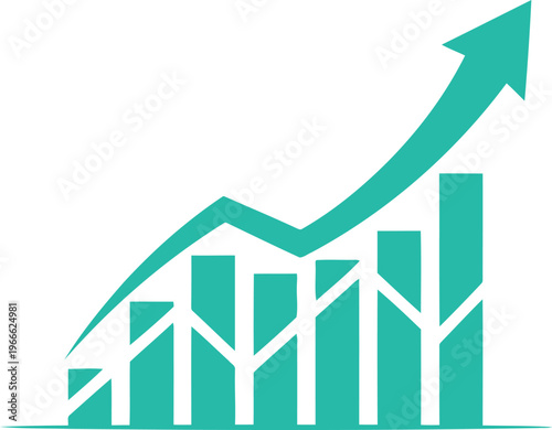 Graphic illustration of upward growth and increasing progress over time