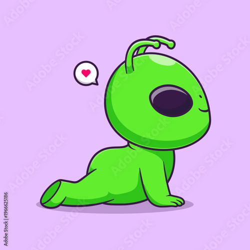 Cute Alien Stretching Cartoon