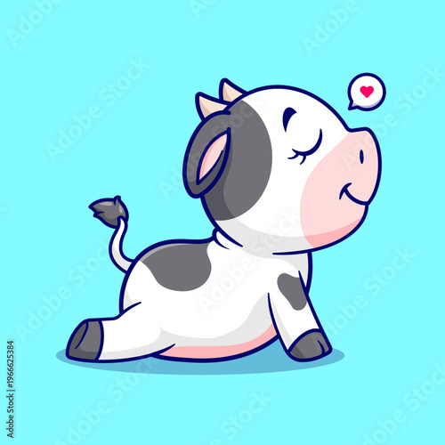 Cute Cow Stretching Cartoon