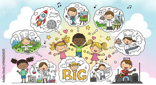 Childrens Dreams of Future Careers and Hobbies Illustrated.