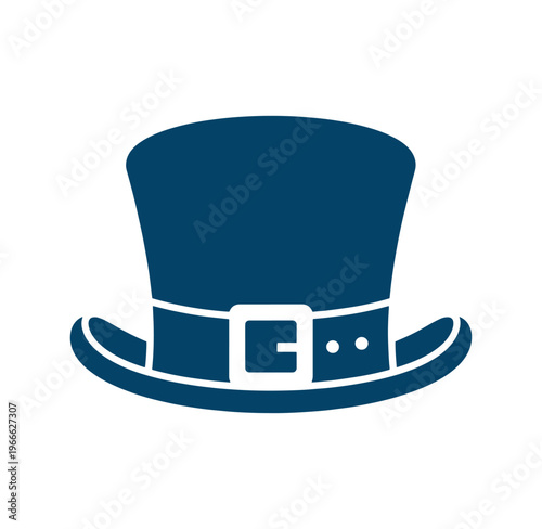Top hat with buckle and belt on white background