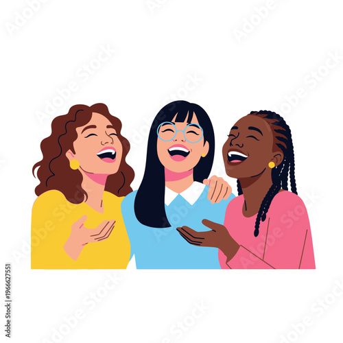 Diverse women laughing together, friendship, joy, happiness, connection, celebration