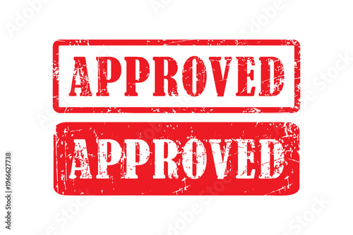 Approved stamps with distressed texture on white background.