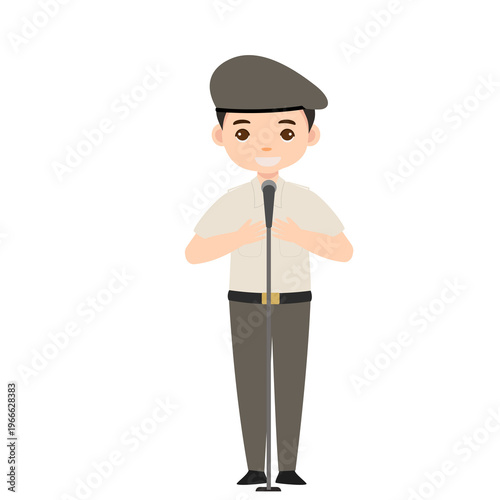 Male Officer Adjusting Tie Neatly in PDH Uniform