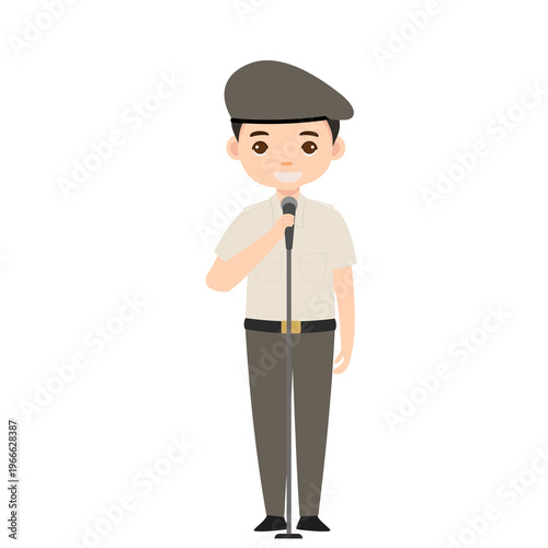 Male Officer Standing with Neutral Pose in PDH Uniform