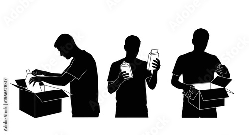 Unboxing Package Silhouette – E-commerce Delivery Vector Illustration