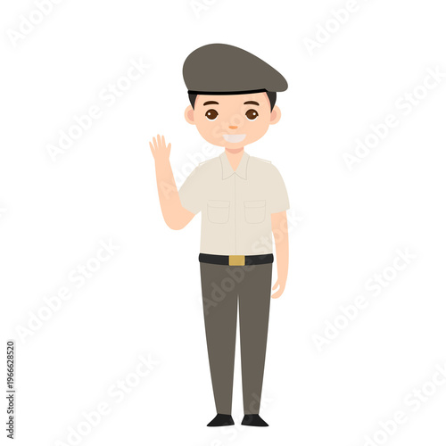 Male Officer Raising Finger Instruction Pose