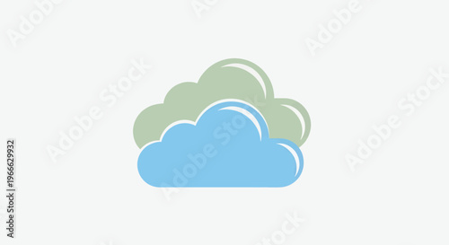 A minimalist illustration of three stylized clouds in blue and green hues on a white background cloud icon graphic design