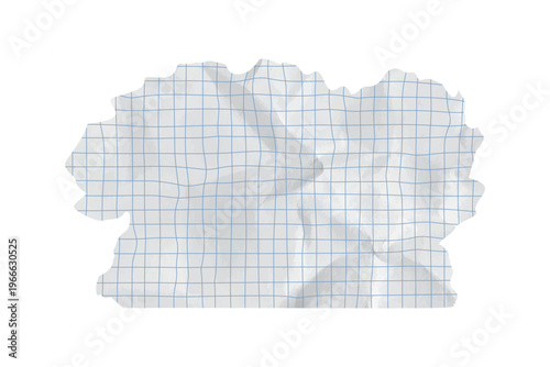 Paper piece rip with background torn square grid and school education collage vector. Isolated scrapbook blue with letter old template and illustration copybook checkered. Crumpled texture paper.