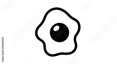 Simple black outline of a fried egg a minimalist graphic silhouette