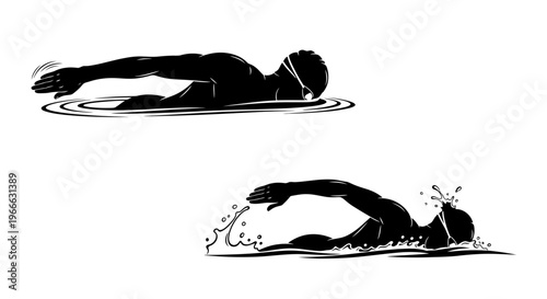 Swimmer in action showcasing freestyle technique a striking silhouette