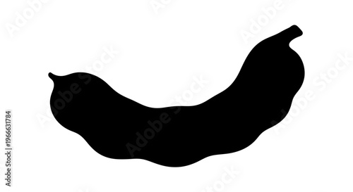 A simple black silhouette of a curved fruit possibly a banana