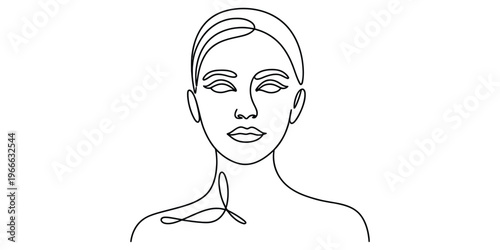 Canvas Print Minimalist one line drawing of a woman face featuring elegant facial features an