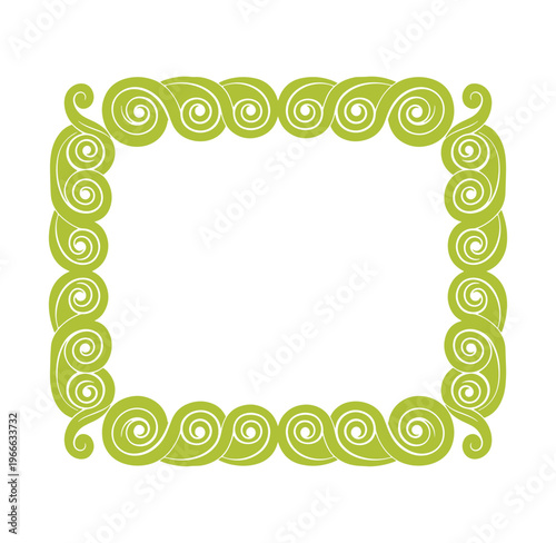 green swirly border frame for photo or text on white background