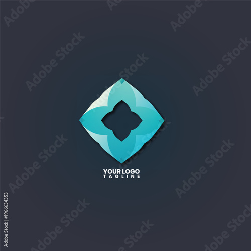 Modern Blue Geometric Logo Template on Dark Background for Branding