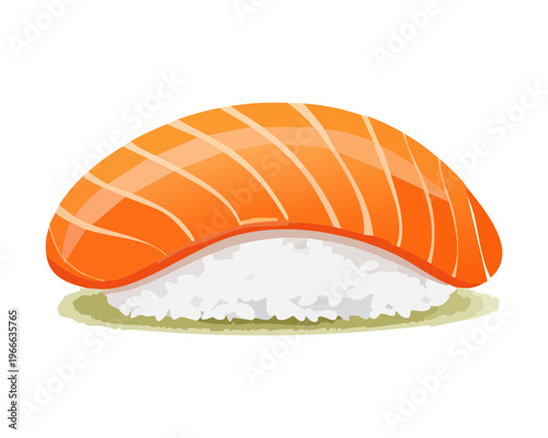 Traditional salmon nigiri sushi with fresh orange fish slice on rice for authentic japanese seafood restaurant menu graphic - Vector Illustration