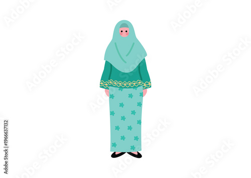 マレーシアの伝統的な民族衣装を着た女性のイラスト