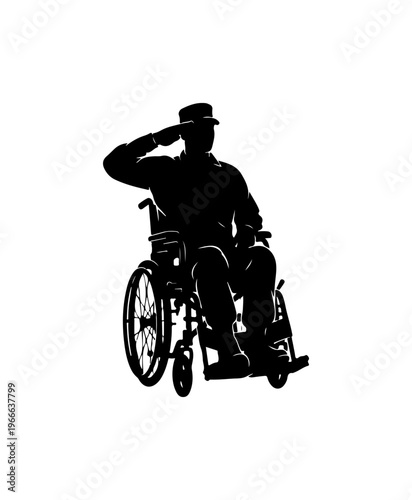 Silhouette of Person in Wheelchair Saluting