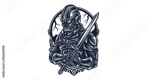 Dark knight with sword illustration perfect for fantasy and gaming design