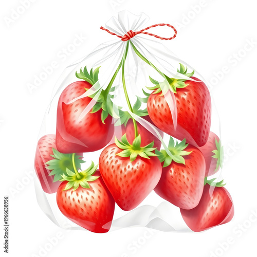 strawberries with package watercolor on white background