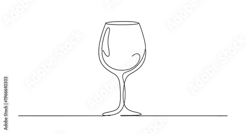 Elegant Wine Glass, Single Line Drawing, Minimalist Barware Icon