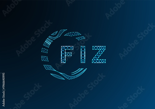 FIZ low poly letter logo vector design. FIZ lower poly logo design. FIZ unique low poly logo design.